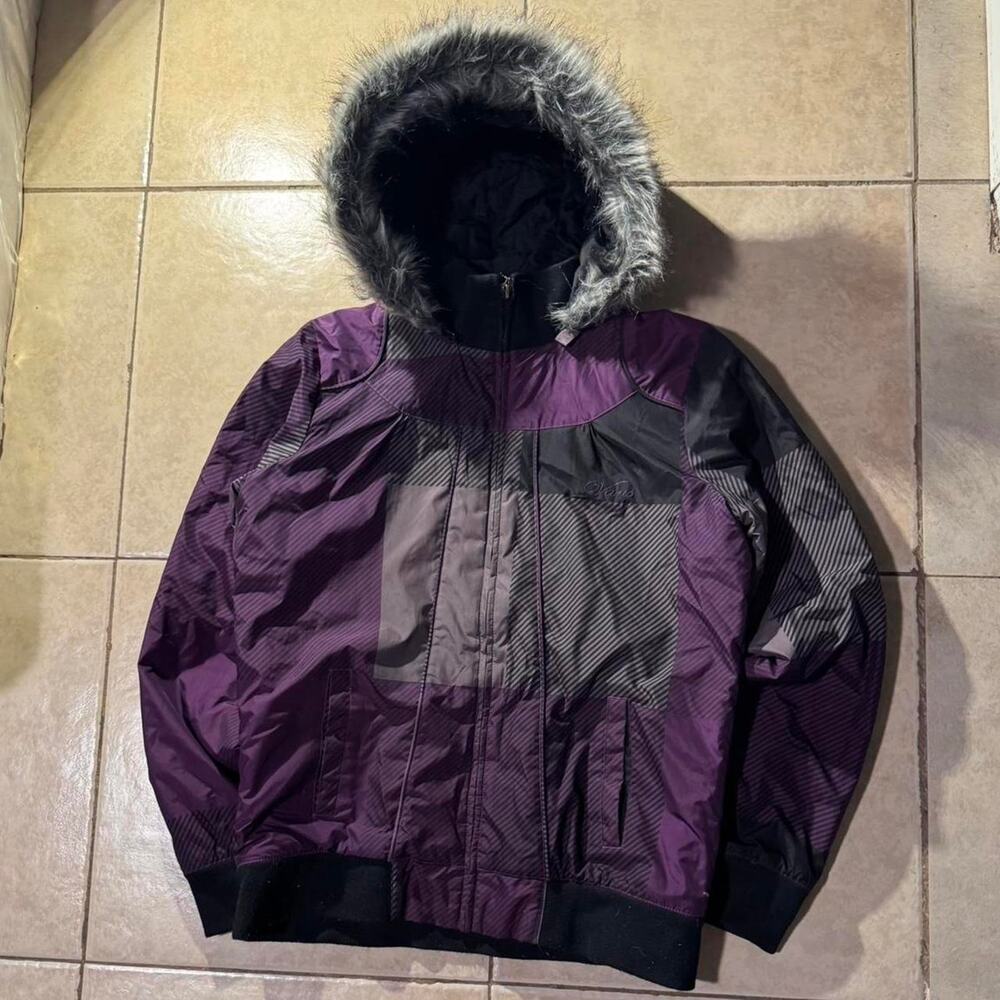 Vintage y2k vans purple Fur Hood puffer Jacket Size L in Womens